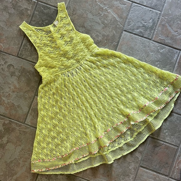 ⭐️BOGO FREE⭐️ FREE PEOPLE Madame Butterfly Lace Tank Dress in Lemon-lime - Picture 4 of 14